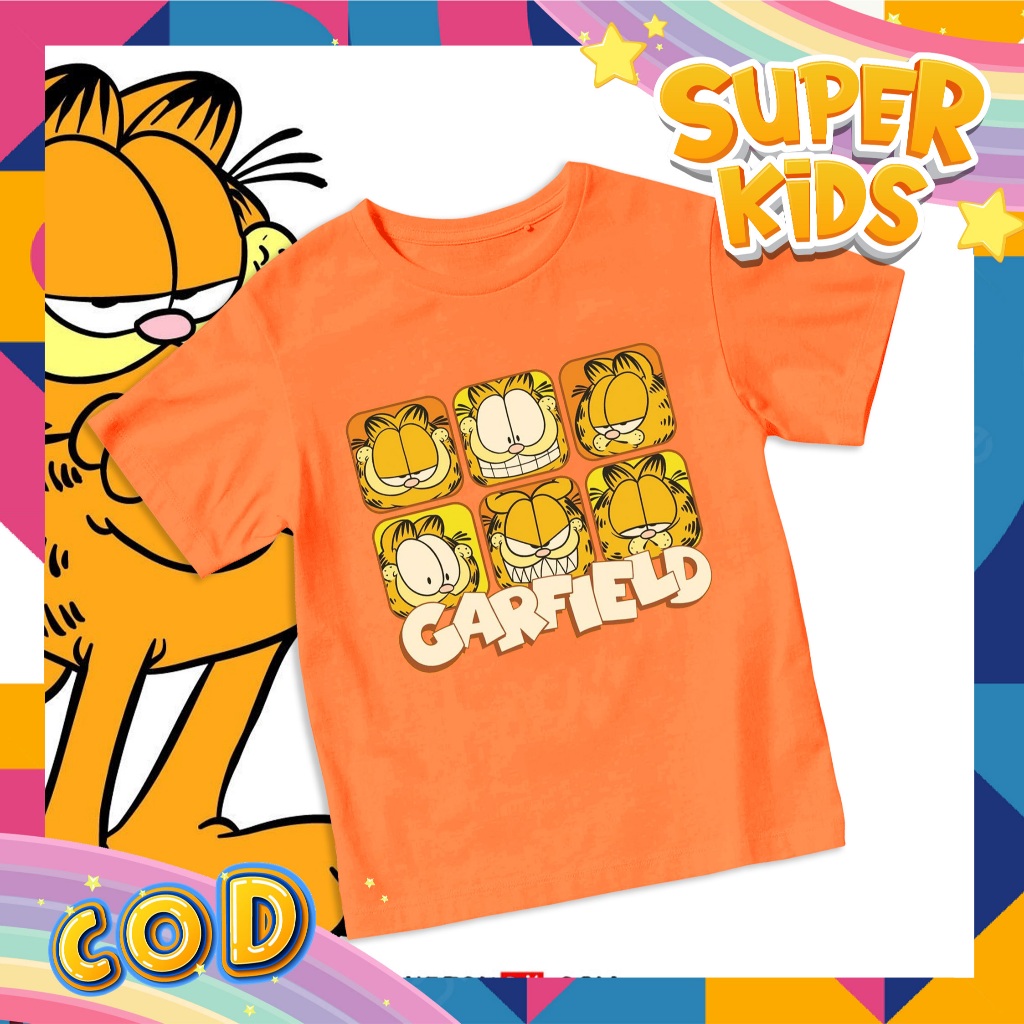 Kaos Anak GARFIELD Tshirt Katun Distro Garfield Laki Laki Perempuan Unisex 1-10 Tahun