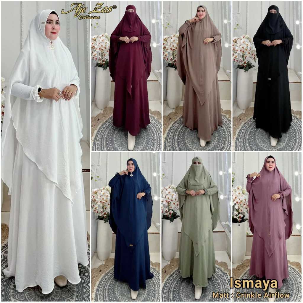 Gamis Jubah Jumbo Syar'i Kode-ISMAYA Matt Crinkle Airflow Muslim Panjang By AJEZAS