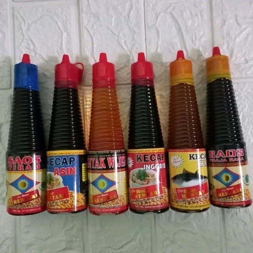 

Minyak wijenSaus tiram Saus rajarasa Kecap asin Kecap ikan Minyak bawang merah Minyak bawang putih Kecap inggris Kecap lada hitam Cuka makan Minyak cabe