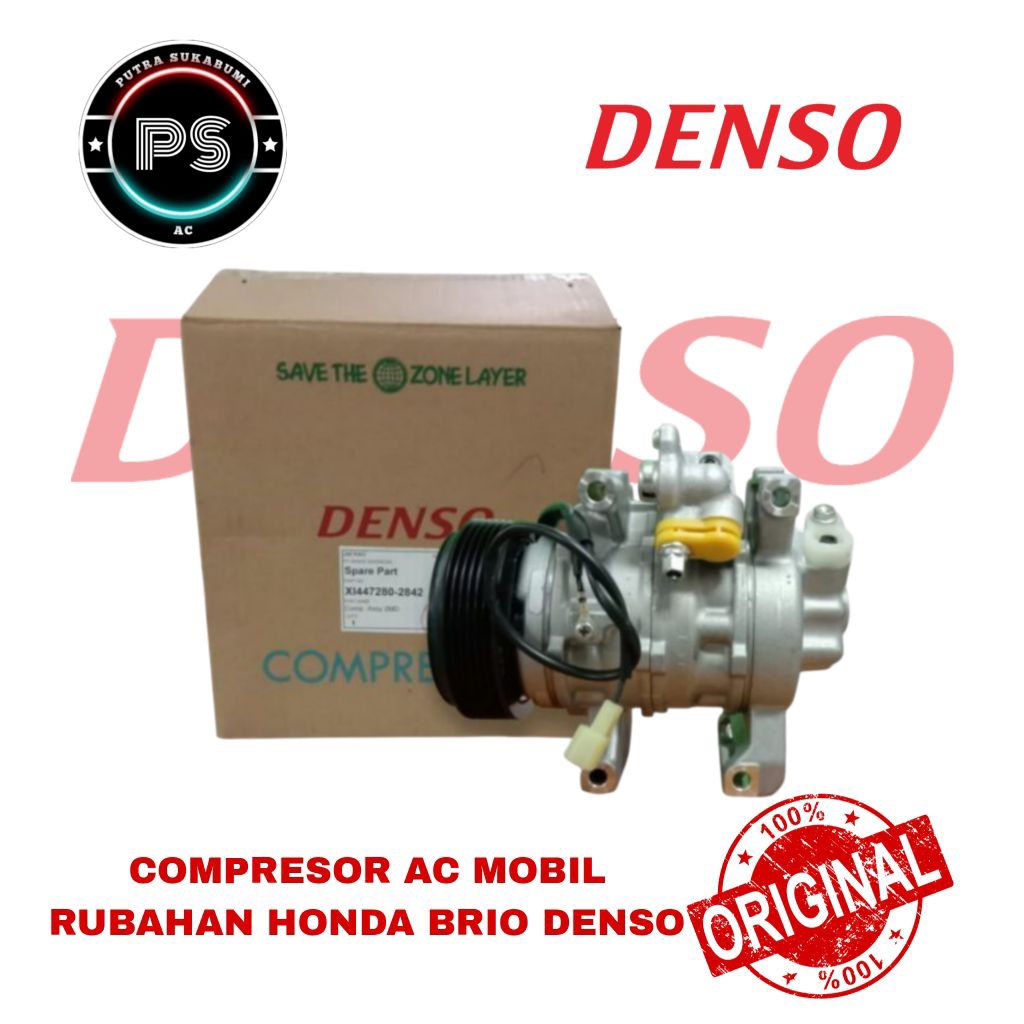 COMPRESOR KOMPRESOR PULLY SET AC MOBIL RUBAHAN HONDA BRIO ORIGINAL DENSO