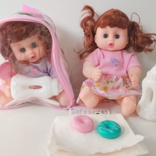 Mainan boneka pipis susara papa mama tas ransel