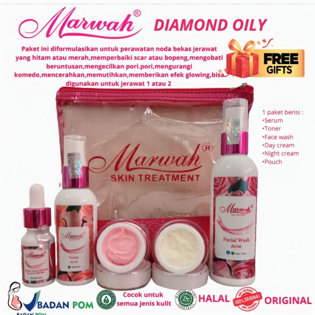 Semua Paket Marwah skincare platinum diamond bright tea tree anti aging special wajah glowing