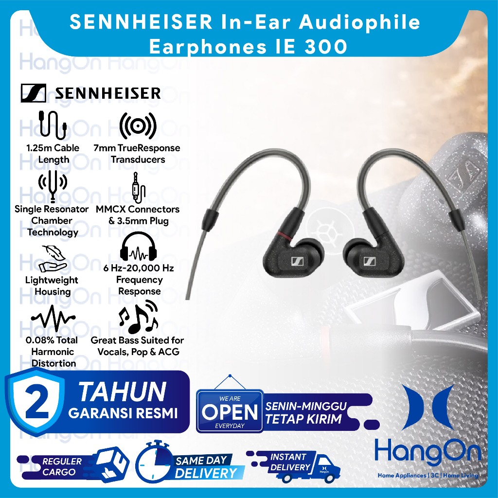 SENNHEISER In-Ear Audiophile Wired Earphones IE 300 TrueResponse Transducers Earphone Kabel Compact 