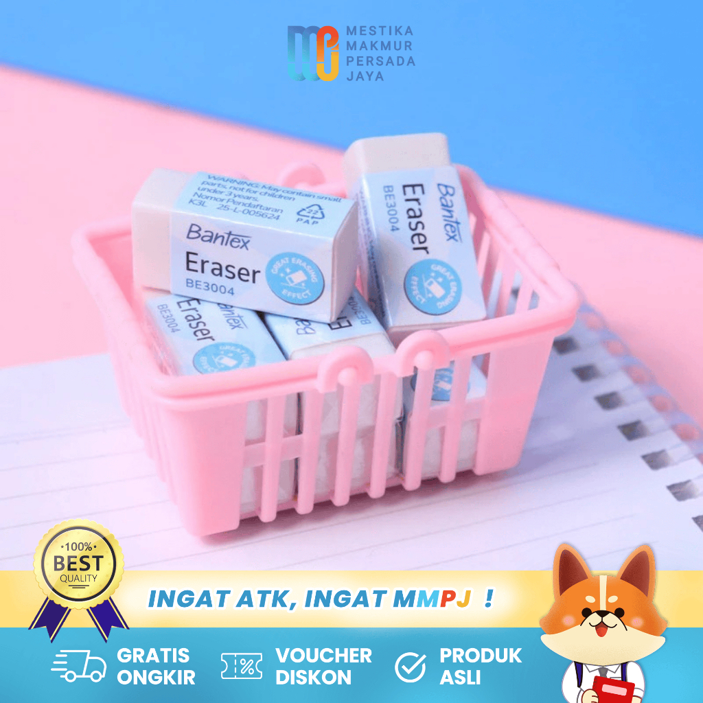 

Bantex Eraser / Penghapus Pensil Sekolah Putih Bersih BE3004