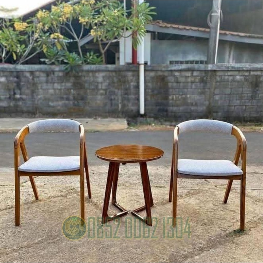 Kursi Teras Selly dengan Meja Bundar Modern Minimalis - Set Kursi Teras Rumah Minimalis Estetik - Ku