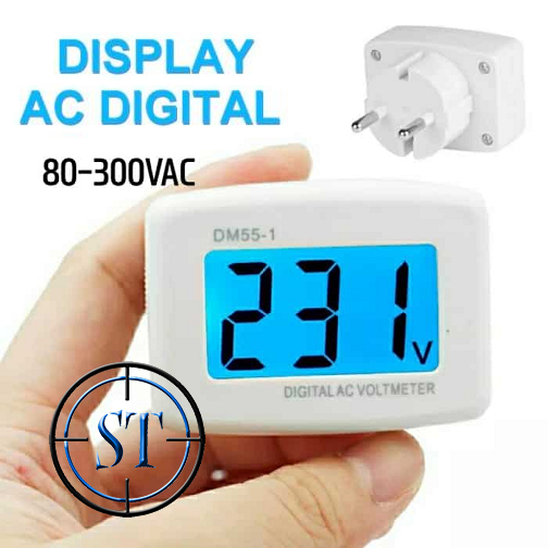 Voltmeter Digital AC 80-300V DM55-1 ( Siap Pakai ) Volt Meter Colok Langsung Listrik Colokan Stop Ko