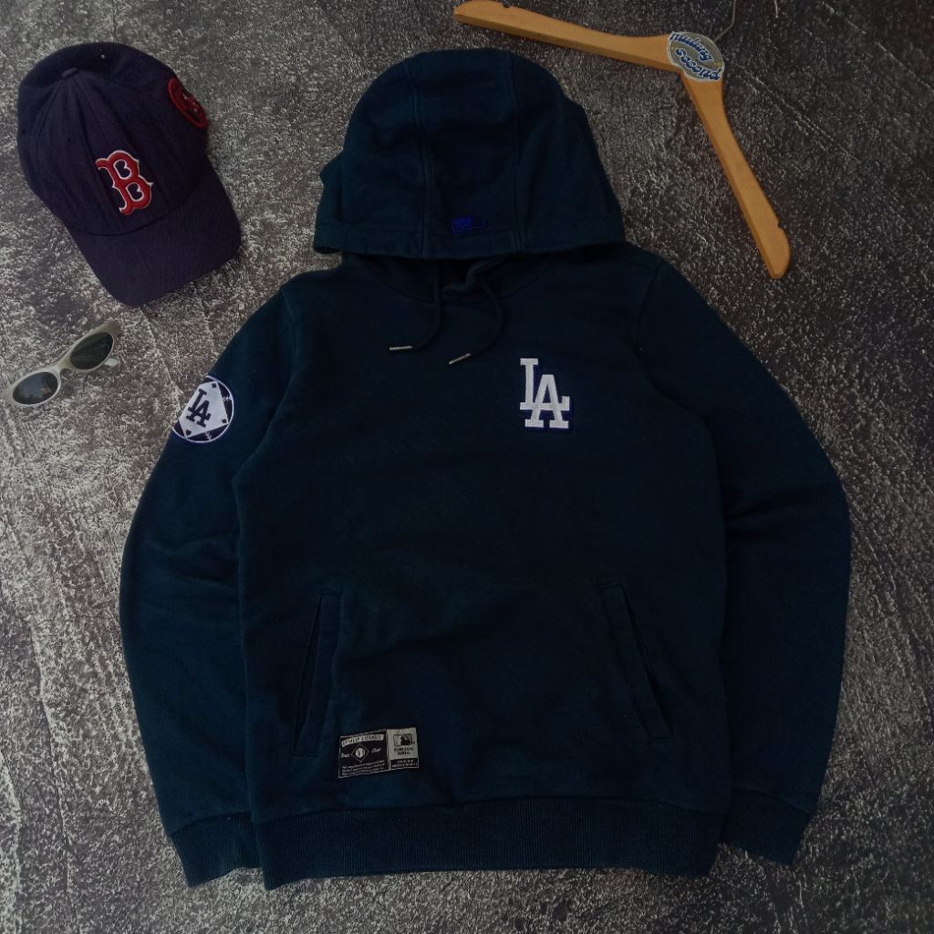 HOODIE MLB LA HIJAU LOGO BORDIR UNISEX DEWASA SECOND ORIGINAL