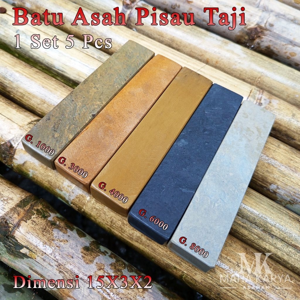 BATU ASAH PISAU TAJI | PENGASAHAN PISAU TAJI AYAM 1 SET 5 PCS DIMENSI 15X3X2