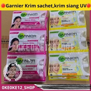 Garnier Sachet Bright Complete Cream & Sakura Glow Day Cream 7ml (1 Renceng isi 12 Sachet) / Garnier