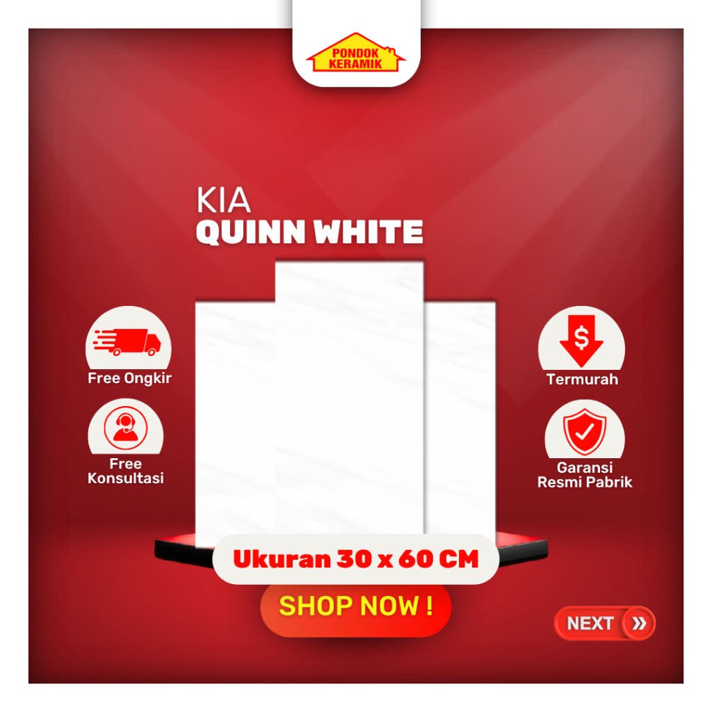 Keramik Dinding KIA 30x60 Quinn White Putih Polos Cutting Rectified Glossy Kilap