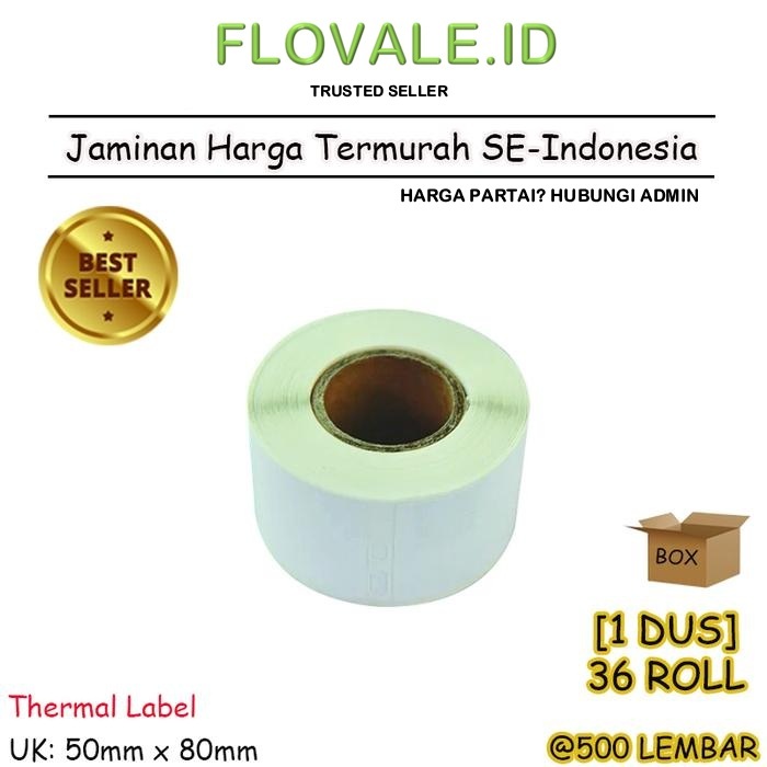 

LABEL THERMAL [50 x 80] KERTAS STICKER BARCODE 50x80 mm (500 Pcs) - BOX
