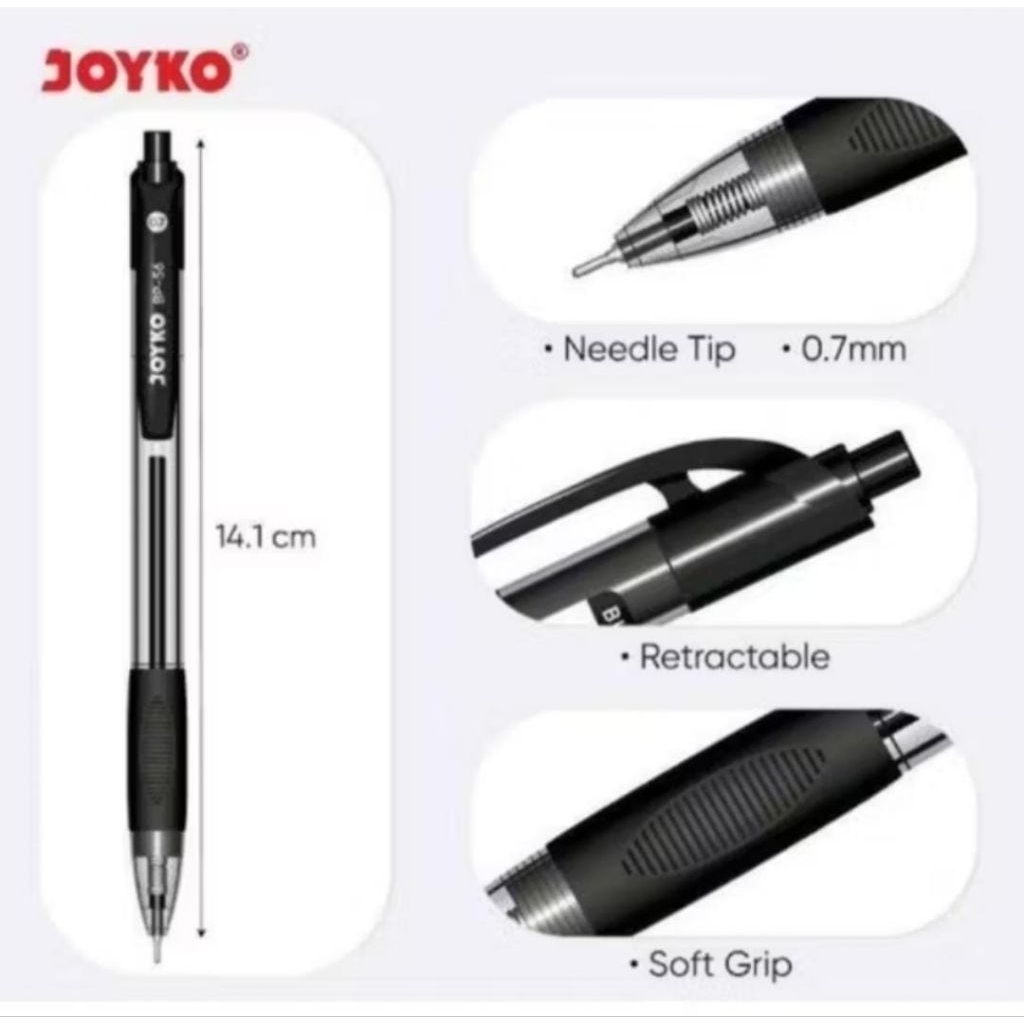 

LUSIN / 12PCS] BALLPOINT BP-56 JOYKO / PENA JOYKO BP 56 HITAM