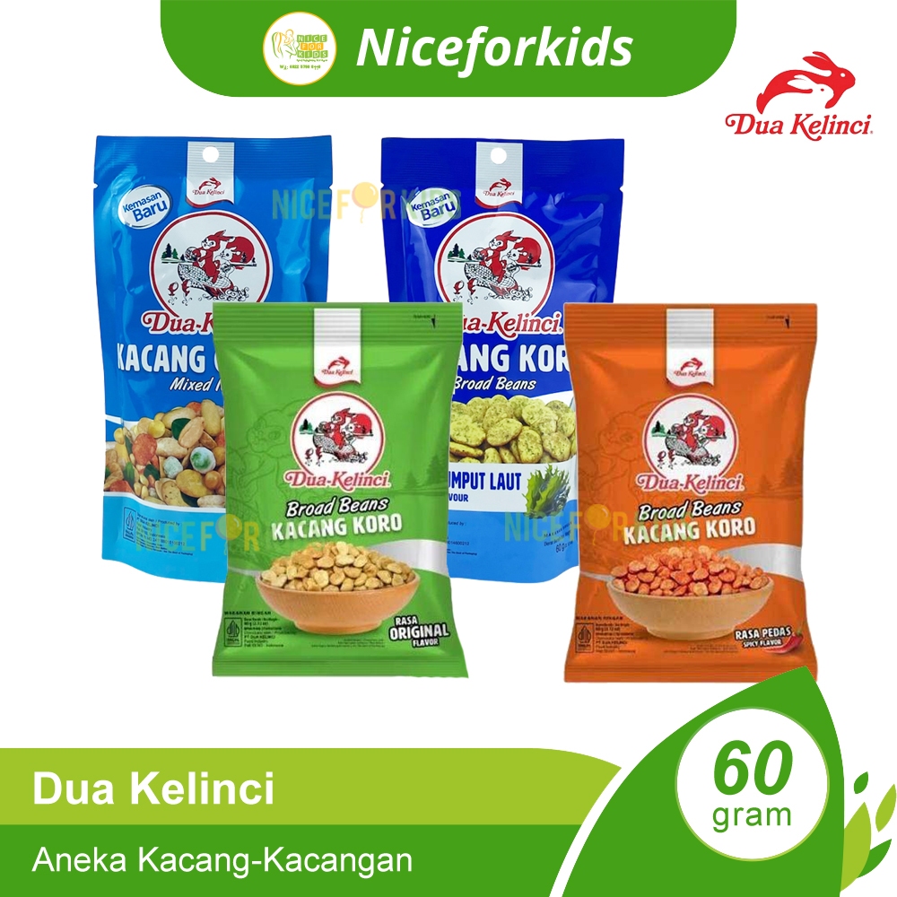 

Dua Kelinci Kacang 60gr / Kacang Koro 60gr / Kacang Campur 60gr / Kacang Kemasan Praktis