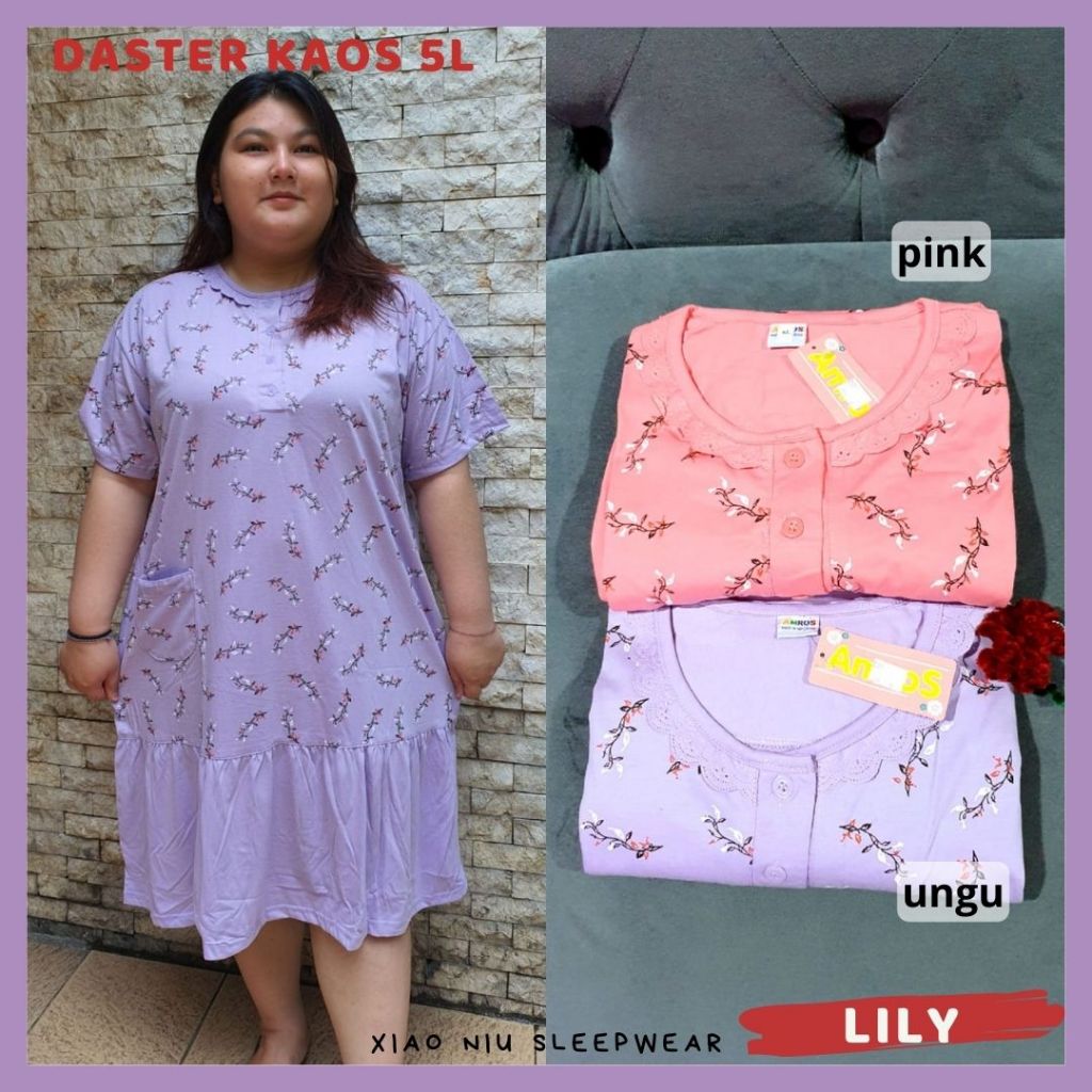 XIAO NIU - Daster Kaos Jumbo 5L / Baju Tidur Wanita