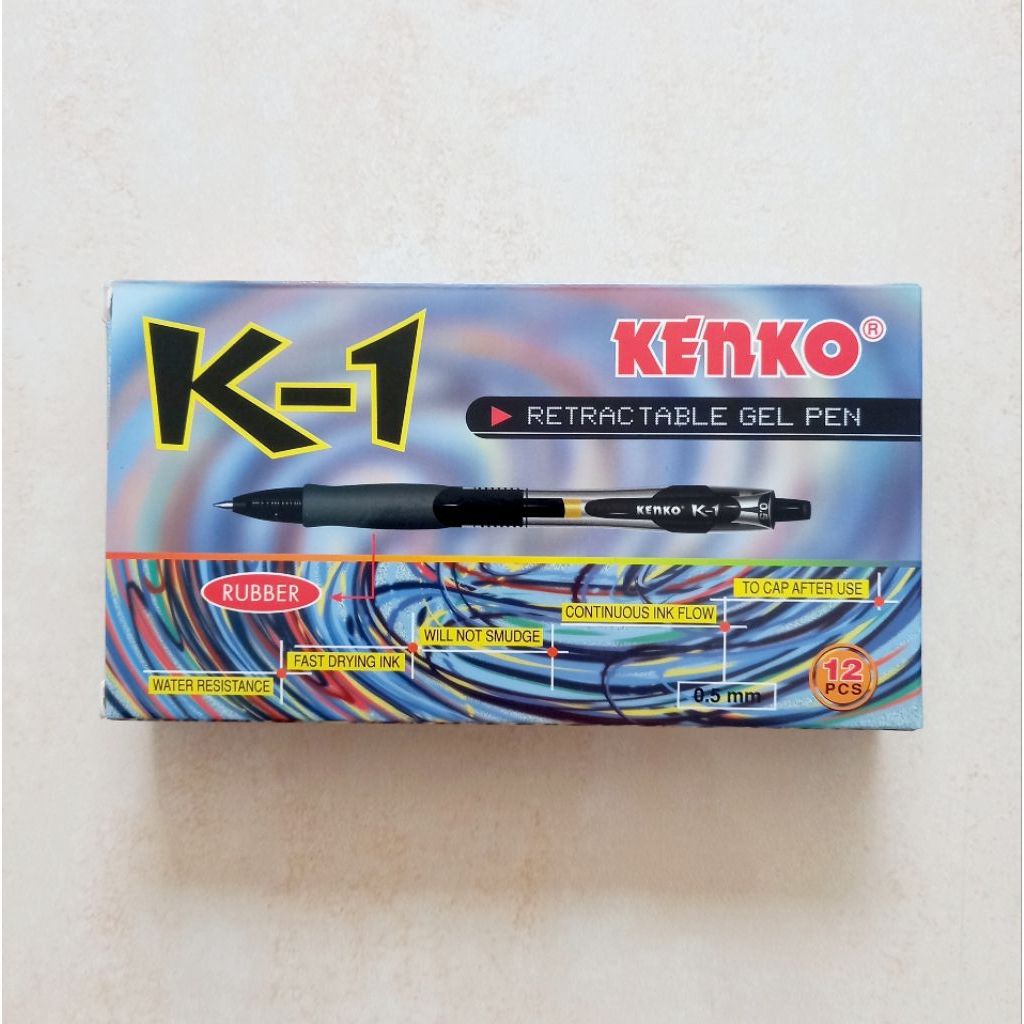 

[ PACK ISI 12 MURAH ] Pulpen Gel Pen Pena Jel 0.5 mm Kenko K - 1 Hitam / Biru