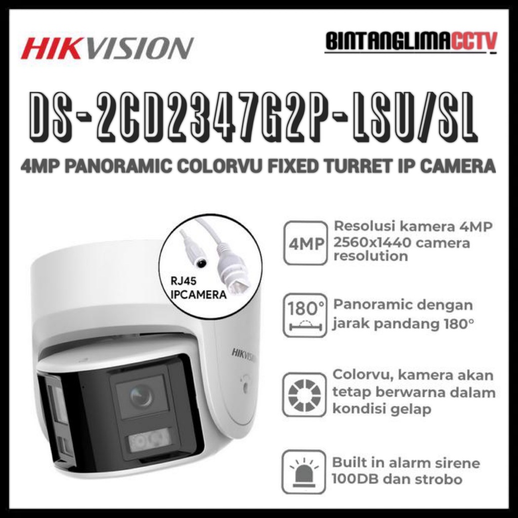 HIKVISION DS-2CD2347G2P-LSU/SL 4MP PANORAMIC COLORVU ACTIVE DEFENSE TURRET IP CAMERA