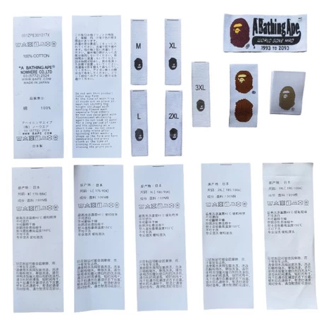 

LABEL TAG WASH BAPE IMPORT KUALITAS TINGGI MADE IN JAPAN TAGWASH