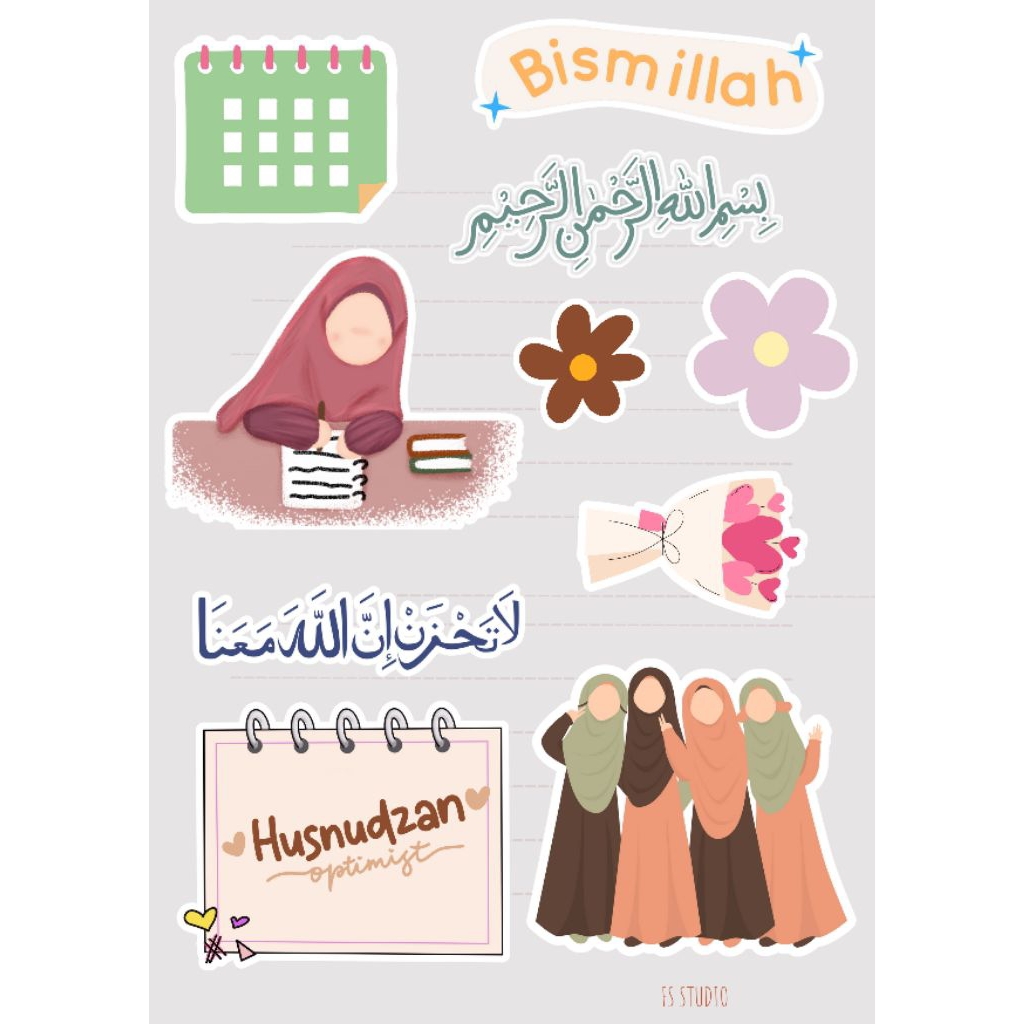 

STIKER SHEET JOURNAL SCRAPBOOK TUMBLER HP AESTHETIC FACELESS MUSLIMAH SUNNAH ANTI AIR