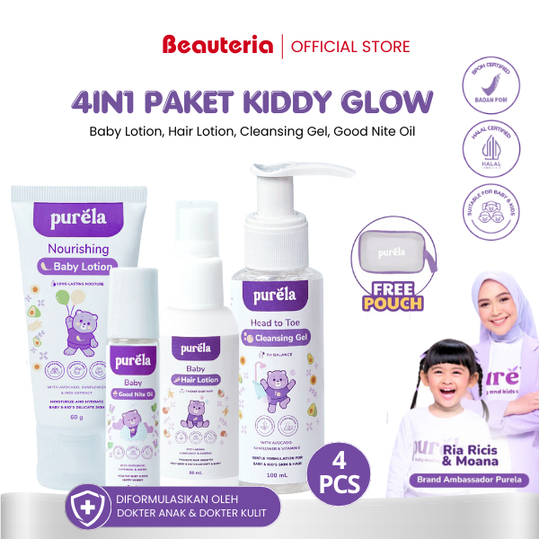 Purela Paket Kiddy Glow Skincare Baby Perawatan Kulit Bayi Newborn Sampai Anak 12 Tahun