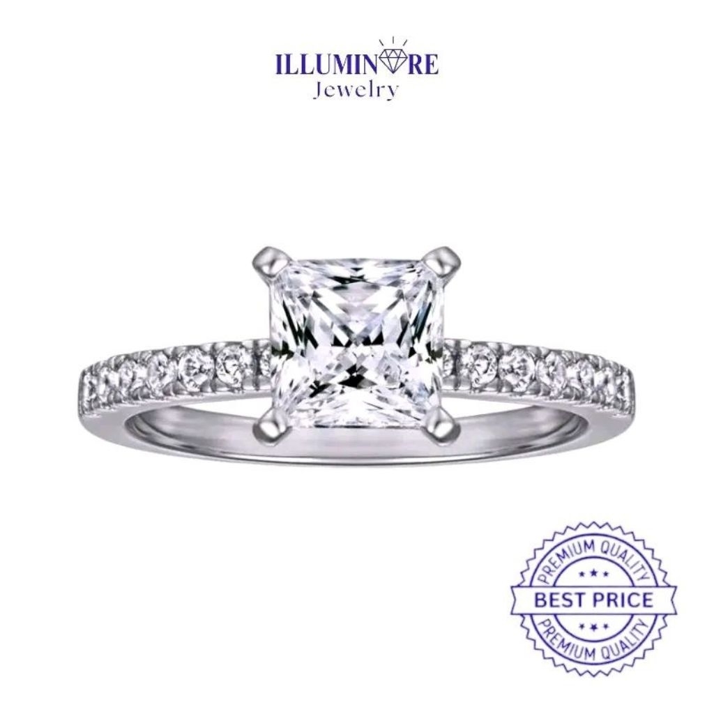 Illuminare-(100% Original) MS-RG95 Cincin Wanita Lab Create Diamond 1ct Perak Silver Sterling Illumi