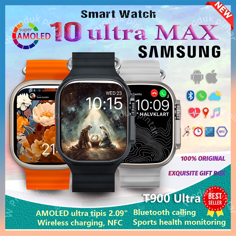【COD】SAMSUNG T900 Ultra Jam Tangan Smartwatch S10 Ultra Max Smart Watch 2.09 inci  HD Amoled Display