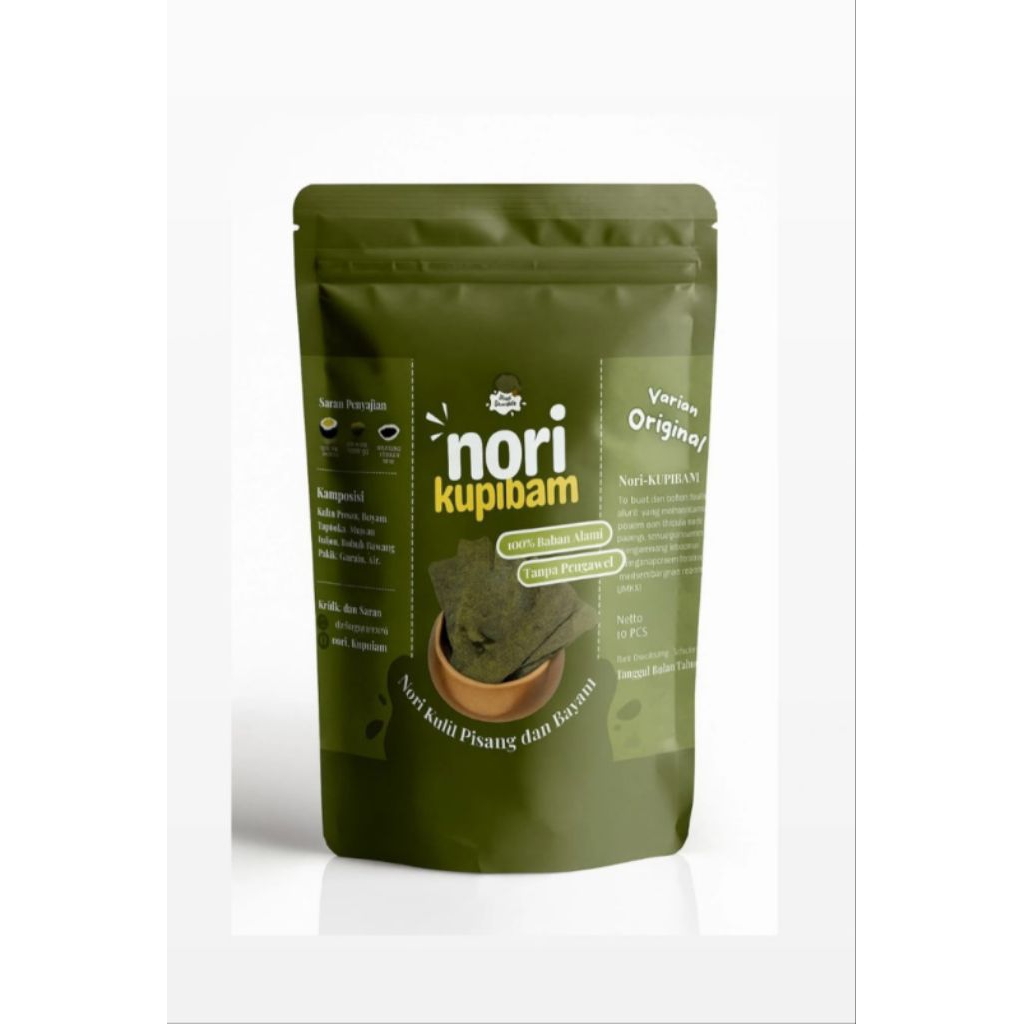 

Nori Kupibam (Camilan sehat serat tinggi dari kulit pisang dan bayam)