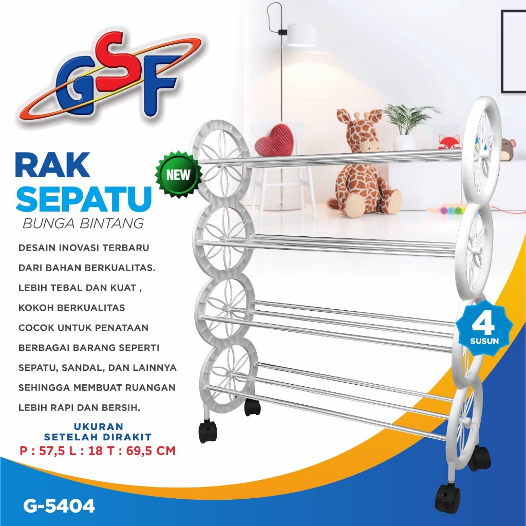 RAK SEPATU BUNGA BINTANG GSF G-5404 / RAK SEPATU SANDAL GSF / RAK SEPATU BUNGA BINTANG GSF