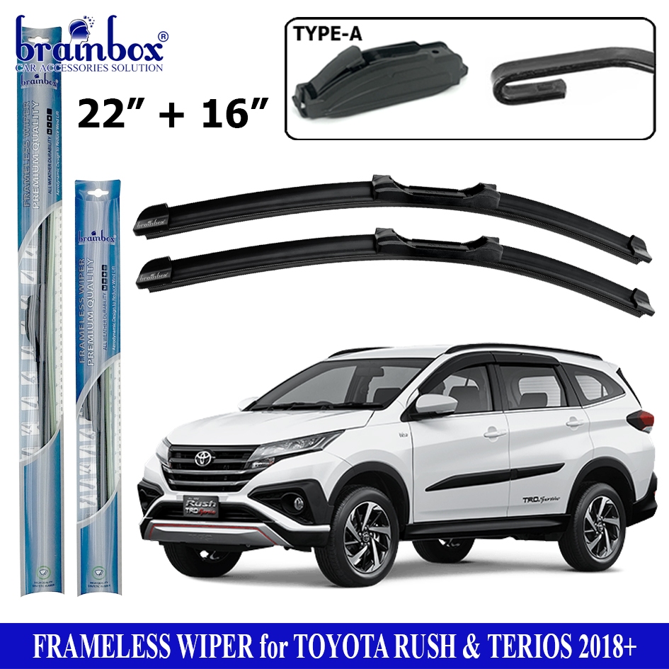 Brainbox Frameless Wiper Mobil Toyota Rush Daihatsu Terios Wiper Blade Karet Pembersih Kaca Mobil Wi
