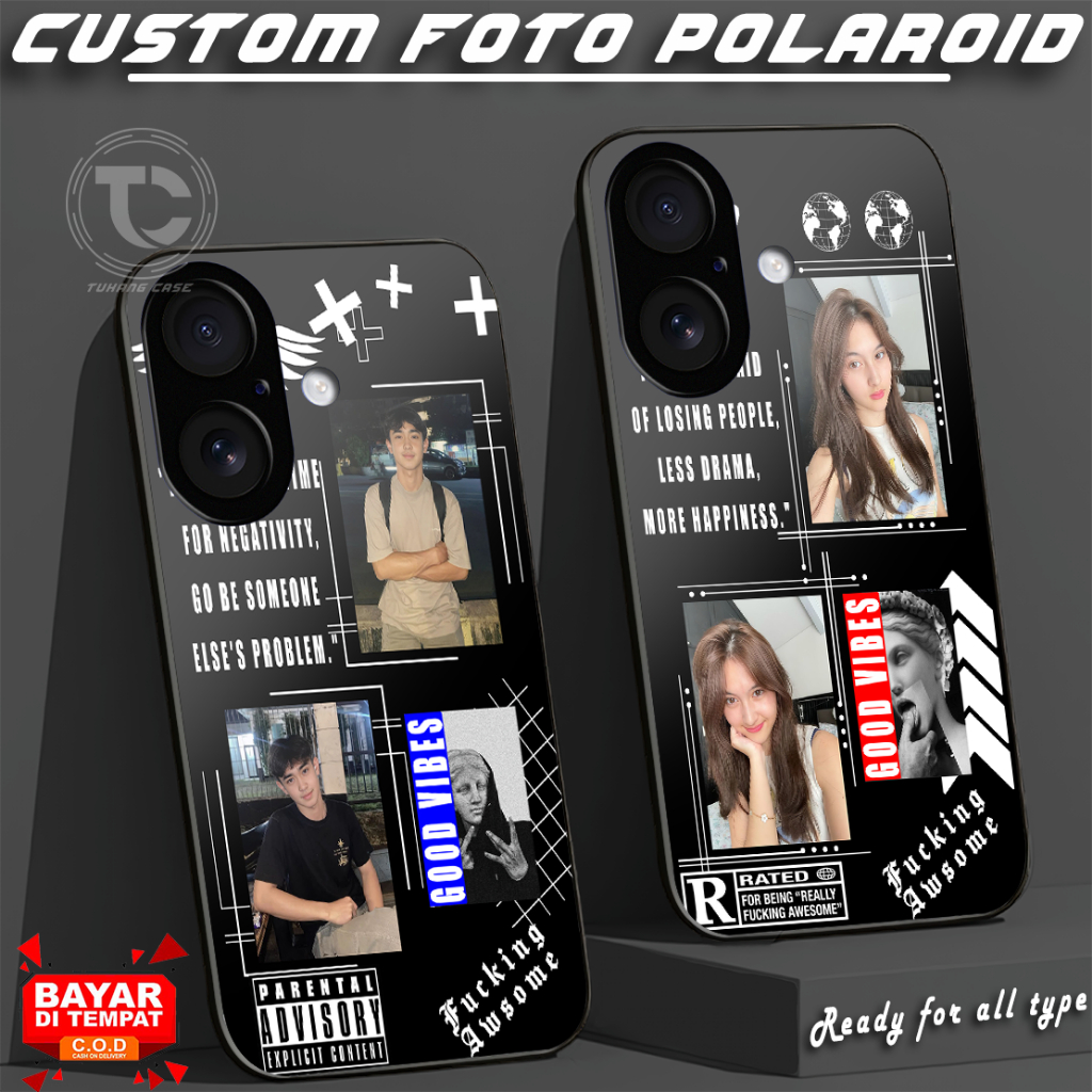 Polaroid Case + Custom Foto Case Handphone Untuk oppo a3x/a3 nfc a17 a17k a3s a74 4g/reno 4f reno 3 