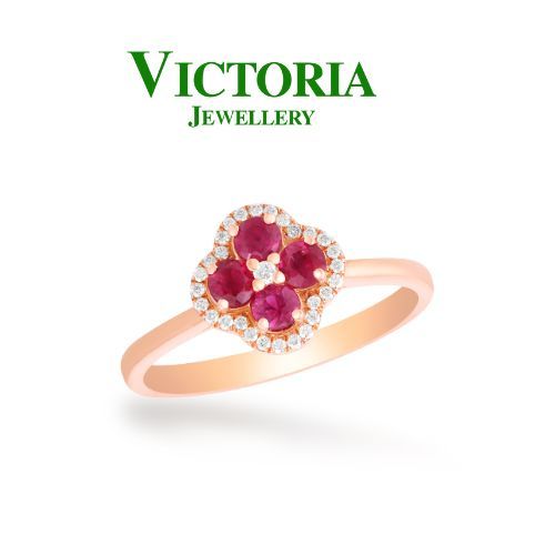 Cincin Berlian Wanita Batu Ruby Burma VLR1253399 Victoria Jewellery