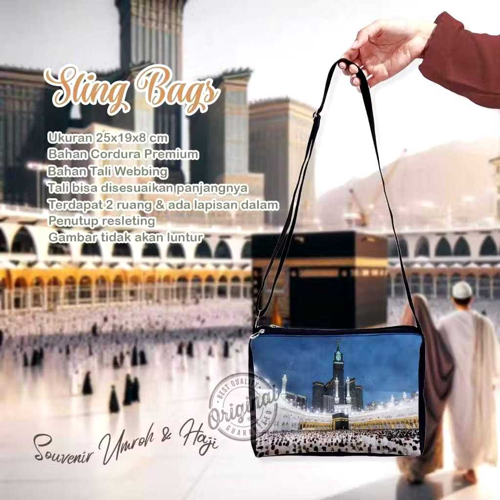 GROSIR Tas selempang wanita relsleting souvenir haji dan umroh Tas slingbags oleh oleh