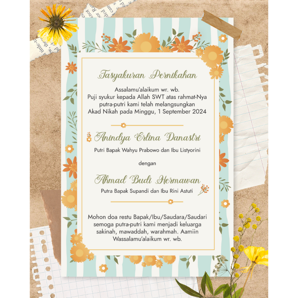 Kartu Ucapan Syukuran Pernikahan / Kartu Tasyakuran Pernikahan / Kartu Ucapan Pernikahan / Kartu Ham
