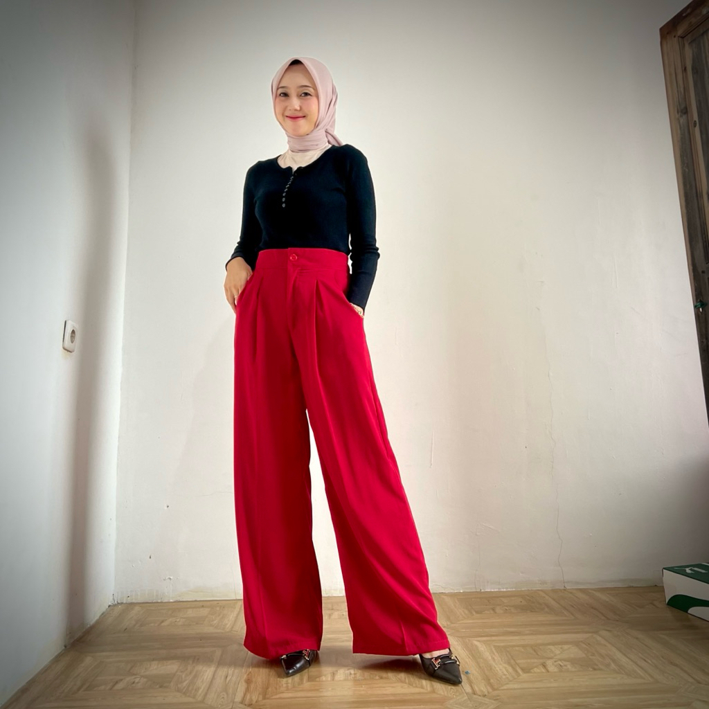 CELANA KULOT MERAH CABE WIDE LEG RED MERAH BENDERA AGUSTUSAN