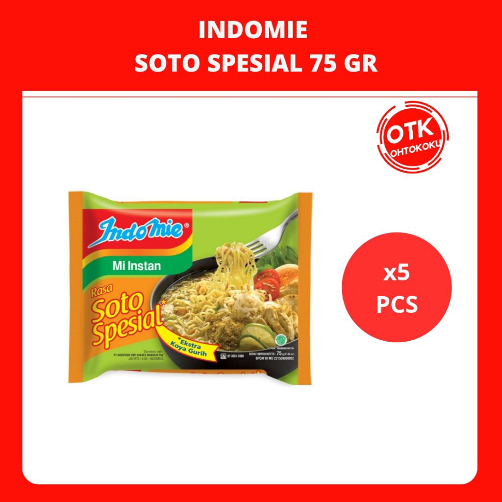 

Indomie Mi Instan Rasa Soto Spesial 75 gr x 5 pcs