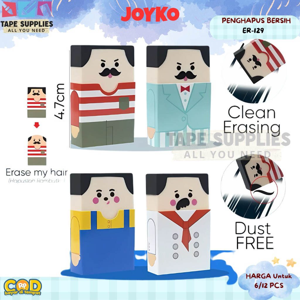 

(6/12 PCS) Penghapus Joyko ER-125 / Eraser Elastis Bebas Debu Bersih Total