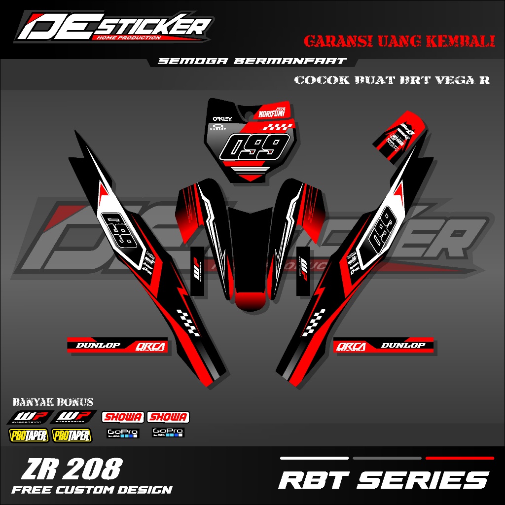 ZR208 COD Stiker STRIPING semifull VEGA R NEW rbt SUPRA MODIF MONSTER YZ CRF KLX RBT new terbaru