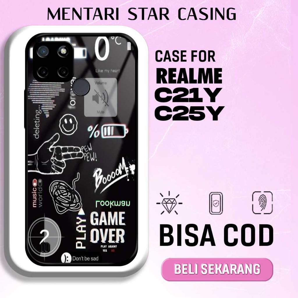 Case Realme C21Y C25Y  - Softcase Premium Matte Hard Case - Case Glossy Motif AESTHETIC