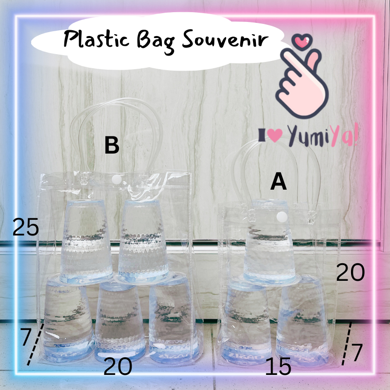 Yumiya Tas Mika Plastik Transparan Bening Tebal Souvenir Ulang Tahun Hampers Goodie Bag Tote Bag PVC