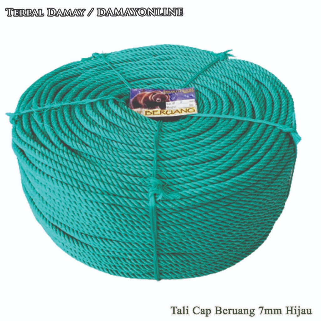 

Tali Tambang PE Cap Beruang 7mm Hijau / Rol ( Harga Per Rol )