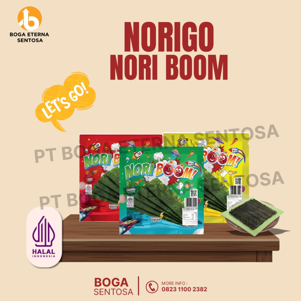 

Nori Boom 1 BOX ISI 12 / Nori Sachet Seaweed Snack 3g HALAL