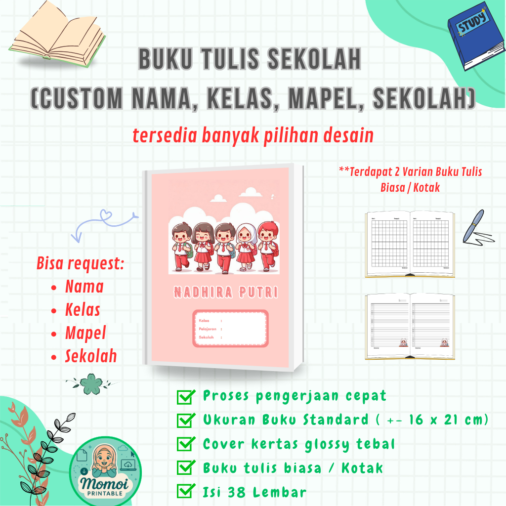 

Buku Tulis Custom Buku Sekolah Kotak Lucu Cute Buku Tulis Ukuran Standard