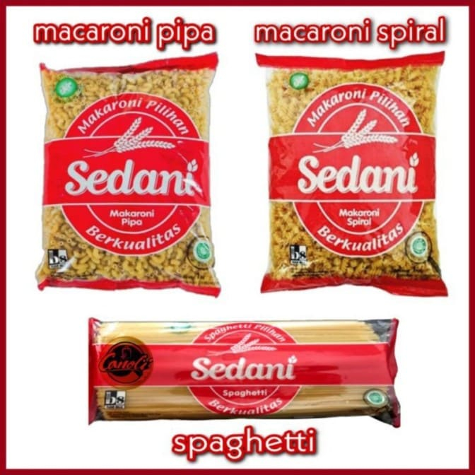 

Sedani Spaghetti & Makaroni Pipa 1kg | Makaroni Pipa Spiral Kerang 1 Kg | Macaroni Spagheti Pipa Kerang Spiral Sedani Harga Grosir