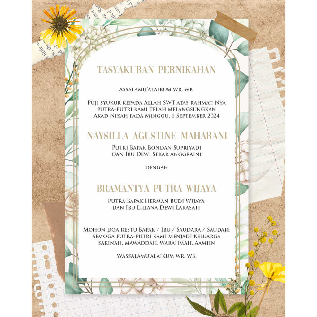 Kartu Ucapan Syukuran Pernikahan / Kartu Tasyakuran Pernikahan / Kartu Ucapan Pernikahan / Kartu Ham