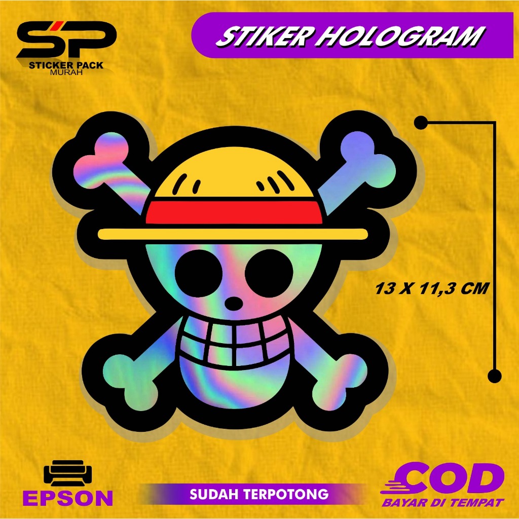 

Stiker Hologram Anime One Piece Flag Logo Bendera One Piece
