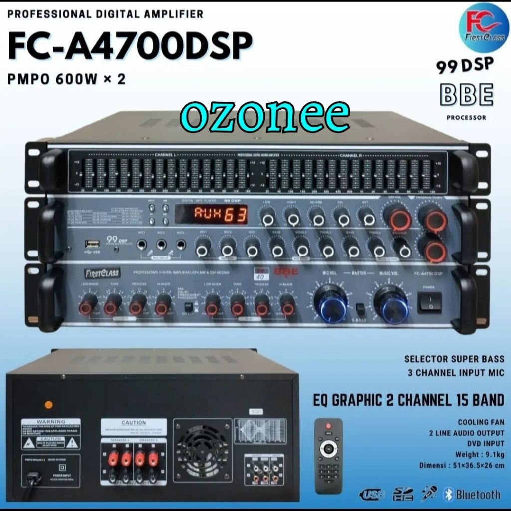 Power Mixer Firstclas FCA 4700DSP FC-A4700 DSP Effect Vokal 99 DSP Digital  BBE