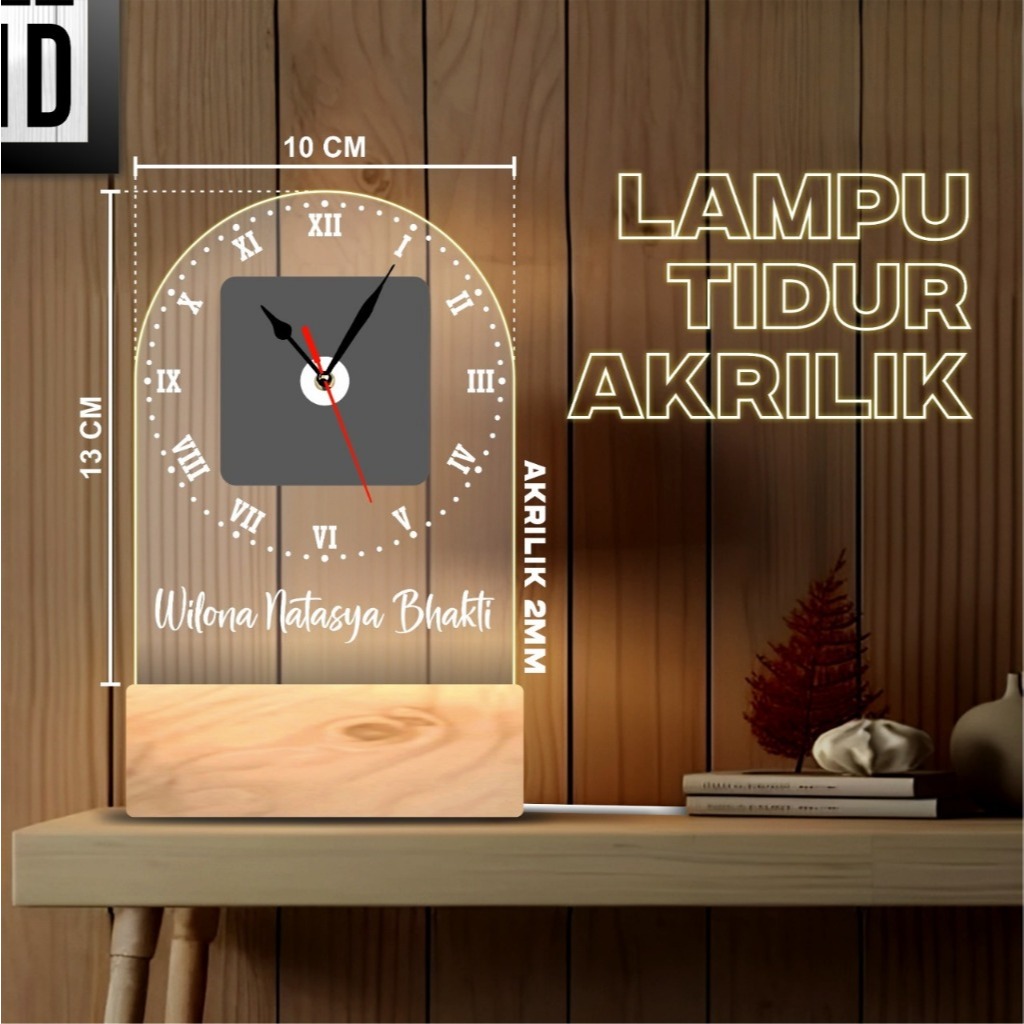 LAMPU TIDUR AKRILIK CUSTOM - LAMPU HIAS AESTHETIC VARIASI JAM