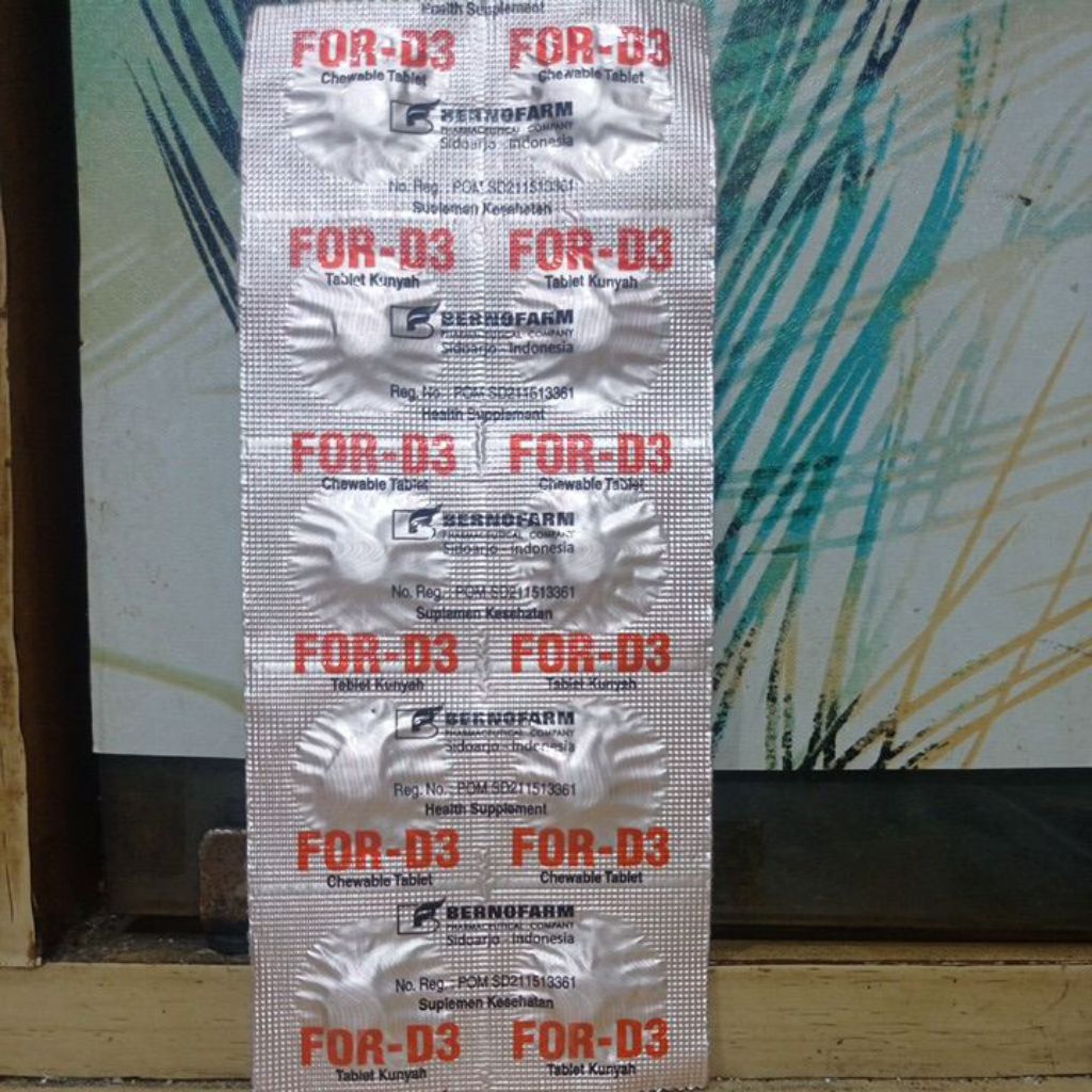 For D3 tablet kunyah 10 tablet / strip