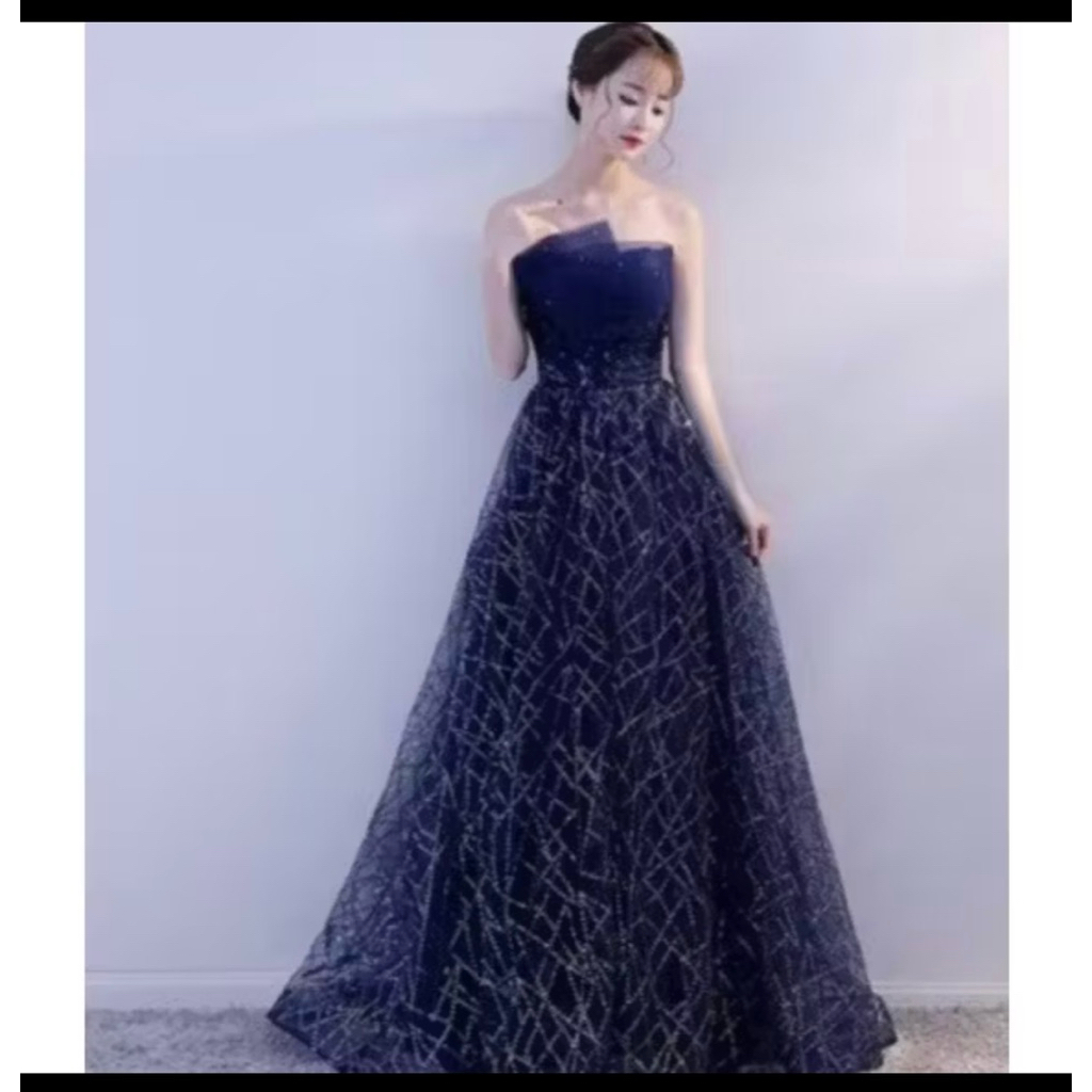 Gaun pesta super mewah Navy preloved