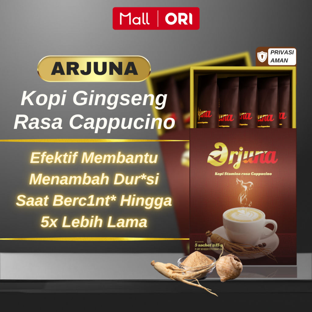 

Arjuna Minuman Instan Kopi Stamina Gingseng Rasa Cappucino 1 Box 5 Sachet Original Halal