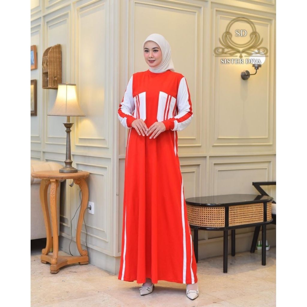New Model Dress Kemerdekaan Dress Cantik Outfit Sederhana Matt Katun Combad Merah Putih Dress